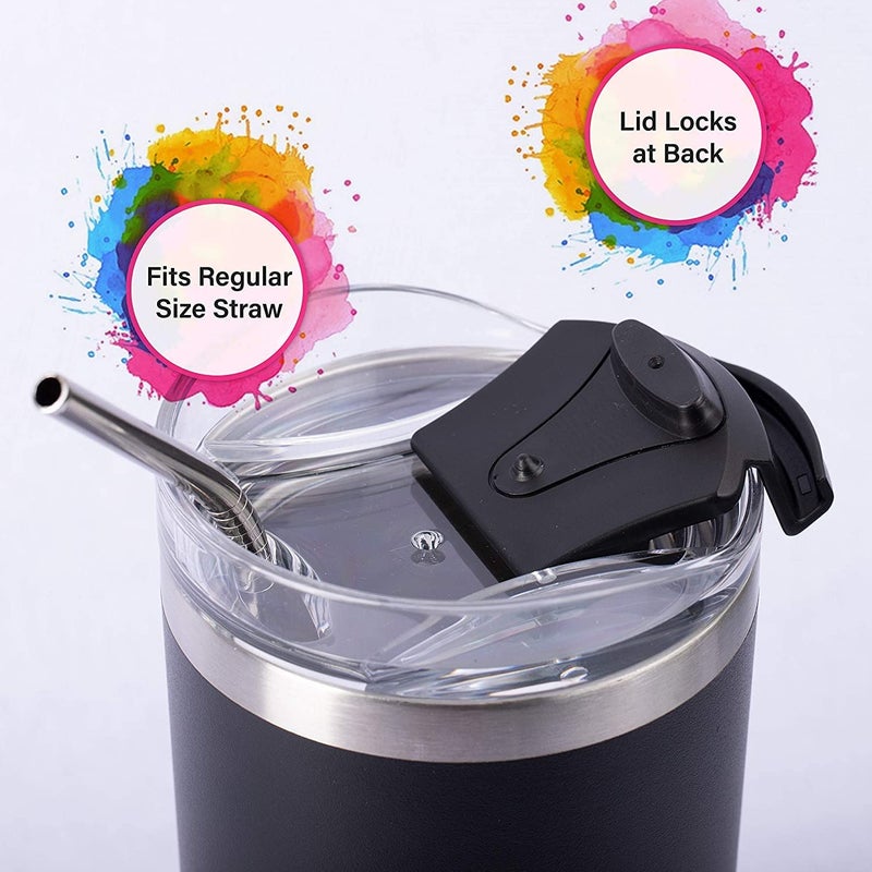 dscvr 2 Pcs Tumbler Replacement Lid Spill Proof, Shatter Resistant, Perfect Fit Lids Compatible with YETI Rambler, Ozark Trails,Fits Inside Diameter of 3.75 inch Tumbler (30 oz., Black) - Image 5